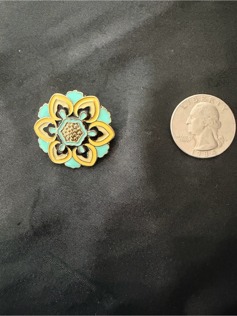 Gold and Mint Floral Brooch
